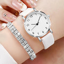 Conjunto De Relógio De Quartzo Casual Feminino , 6 Peças , Com Joias De Diamante , Pulseira , Colar , Brincos , Presente